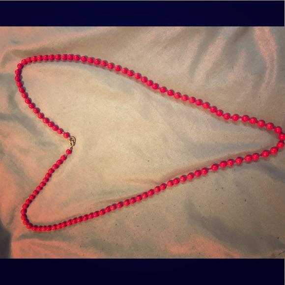 Handmade Red Bead Long Necklace - Picture 1 of 1